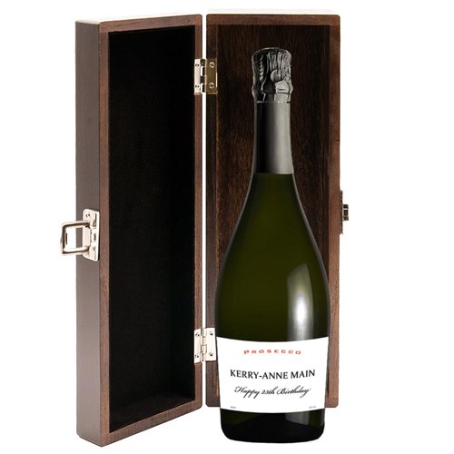 Personalised Prosecco - White Label in Elm Wood Gift Box